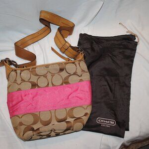 NEW COACH BROWN & PINK SHOULDER BAG